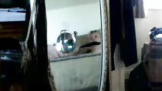 Blond mom caught masturbating by guy who uses mirror to spy on her
