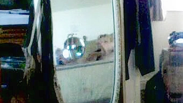 Blond mom caught masturbating by guy who uses mirror to spy on her