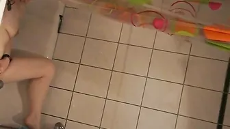 Sweet sister caught masturbating in the shower with help of water