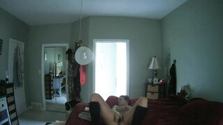 Wife gets caught masturbating giving pleasure to slit with the dildo