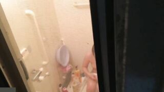 Wife is caught masturbating by husband's brother in the shower cabin