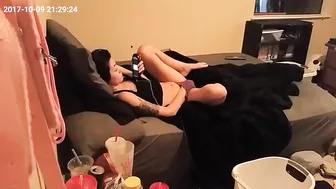 Languid mom slowly touches her own pussy being caught masturbating