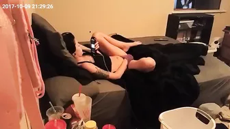 Languid mom slowly touches her own pussy being caught masturbating