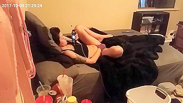 Languid mom slowly touches her own pussy being caught masturbating