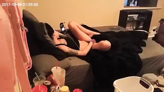 Tattooed sister thrusts fingers into cunt being caught masturbating