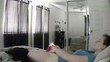 New experience for mom when the MILF is caught masturbating in bed