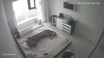 Brunette wife with big boobs caught masturbating in the morning