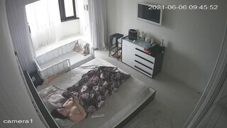 Stunning sister caught masturbating in the morning under blanket