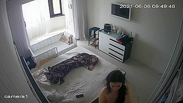 Stunning sister caught masturbating in the morning under blanket