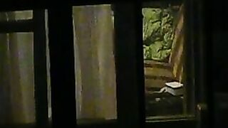 Blonde wife caught masturbating near window by perverted neighbor