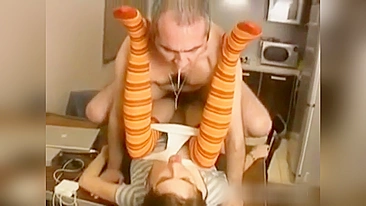 Dad teaching his daughter how to fuck, while mom is at the store