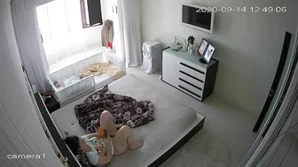 Spy camera caught our babysitter masturbate in the bedroom
