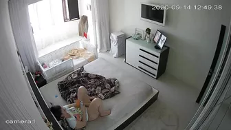 Spy camera caught our babysitter masturbate in the bedroom
