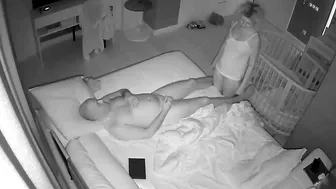 Spy camera set up by wife catches husband fucking babysitter late at night