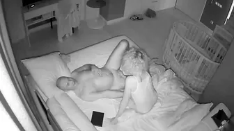 Spy camera set up by wife catches husband fucking babysitter late at night
