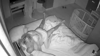 Spy camera set up by wife catches husband fucking babysitter late at night