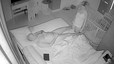 Spy camera set up by wife catches husband fucking babysitter late at night