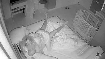 Spy camera set up by wife catches husband fucking babysitter late at night