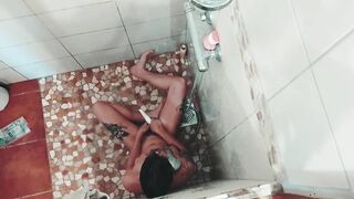 Father sets up a spy camera in shower and catches his daughter masturbating
