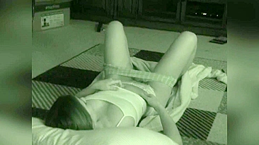 Hidden XXX cam catches my wife masturbating while watch porn on TV