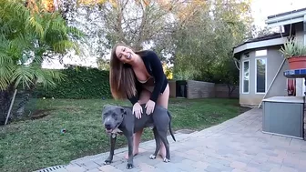 Maddy Reilly plays with the dog and gets a great fuck with black dick