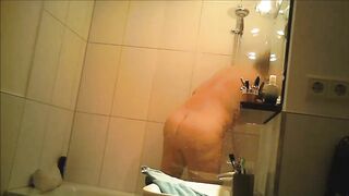 My mom shaves her pussy and masturbates in the shower XXX my spy cam