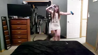 Full nude girl dancing with her dog for the hidden camera