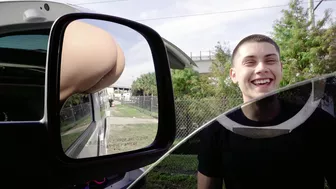Nymph seduces amateur guy by hanging her XXX ass out of the window