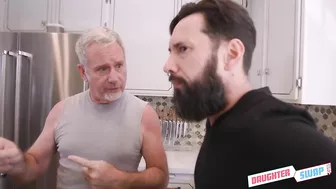 Two horny studs catch their daughters in action and join in to teach them a lesson