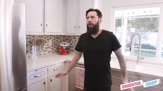 Two horny studs catch their daughters in action and join in to teach them a lesson