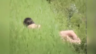 Quick field fucking, cheating wife caught by a spy camera