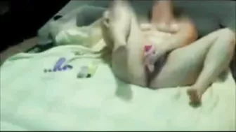My XXX spy cam caught my fat wife masturbating she rides a big dildo
