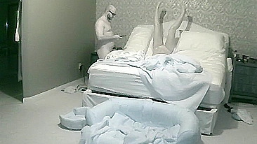 Hidden camera catches cheating husband fuck babysitter while wife away