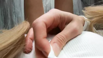 Blonde sister captures POV masturbation video in which she cums and moans