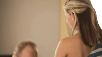 Stud in jeans enjoys the way naked girl is riding his XXX fuckstick