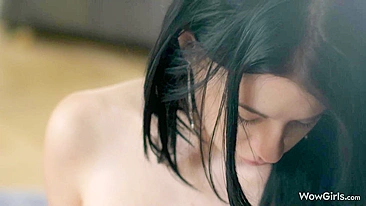 Dark-haired naked girl enjoys XXX partner's cock after sixty-nine