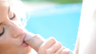 Big XXX shaft slides into wet cunt of skinny naked girl by the pool