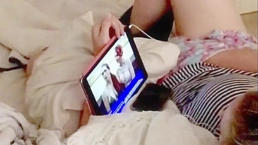 Hidden XXX cam, my naughty wife masturbating while watching porn