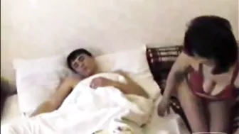 Creepy lewd mom sneaks into son bedroom and fucking him