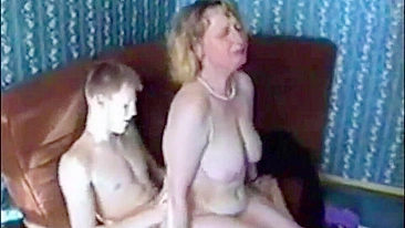 Horny whorish mom seducing her son and asks him to cum inside her pussy
