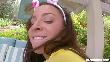 Exotic minx with oiled up XXX rack drilled by inked guy from behind