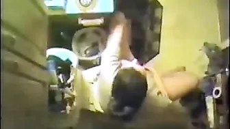 Unsatisfied sister caught smoking during masturbation in the toilet