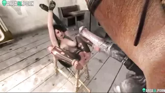 3D cartoon Lara Croft fuck with horse! Sensation hard XXX video