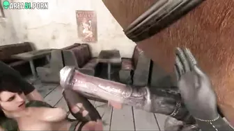 [ 3D cartoon ] Lara Croft has sex with horse! Orgy at the ranch XXX video