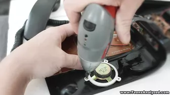 Playful babe uses her charms to turn guy on for anal sex