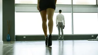 Hot man assfucks girlfriends in red stockings and garters