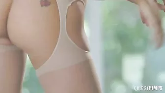 Unmatched pornstar Lana Rhoades exposes herself being in super-hot lingerie and high heels