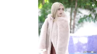 Bald bull with huge dick brings petite blonde Jane Wilde indoors on his shoulder and fucks her hard