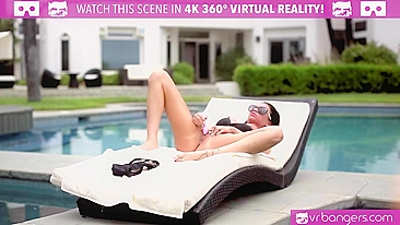 VR solo video of gorgeous brunette masturbating outdoors