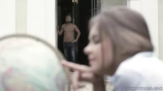 Colleen forgets about globe when sees her gentleman Colleen forgets about globe when sees her gentleman